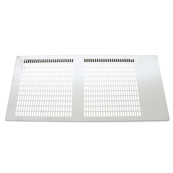 A white rectangular Randell front condenser cover with a grid of holes.