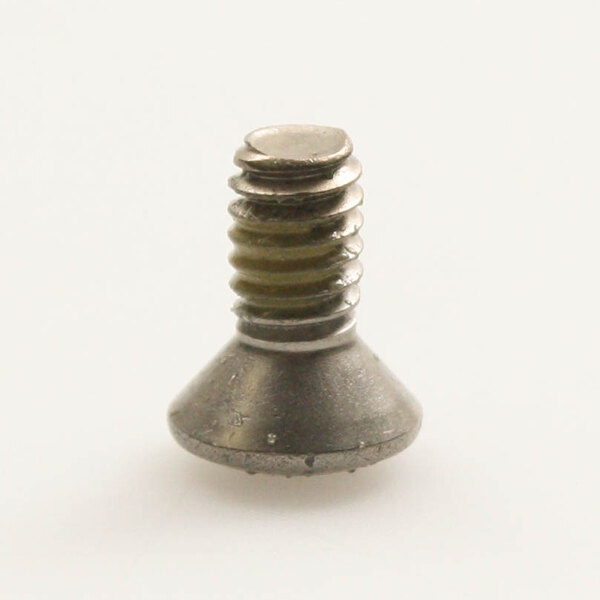 A close-up of a Hobart SC-123-09 screw with a small hole in it.