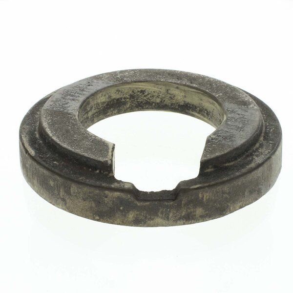 A round metal fire brick ring with a hole in it.