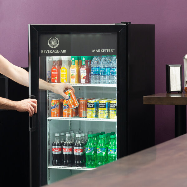 Beverage-Air LV10HC-1-B LumaVue 24" Black Refrigerated Glass Door Merchandiser with LED Lighting