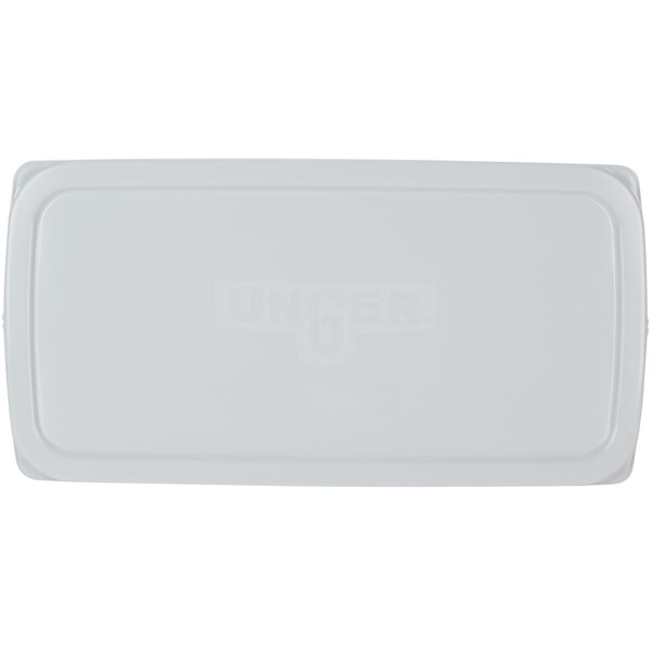 A white rectangular Unger ProBucket lid with black text.