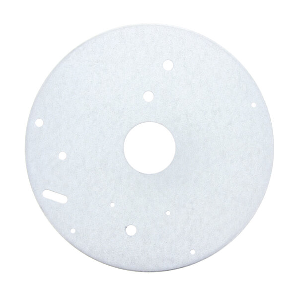 A white circular cover with holes.