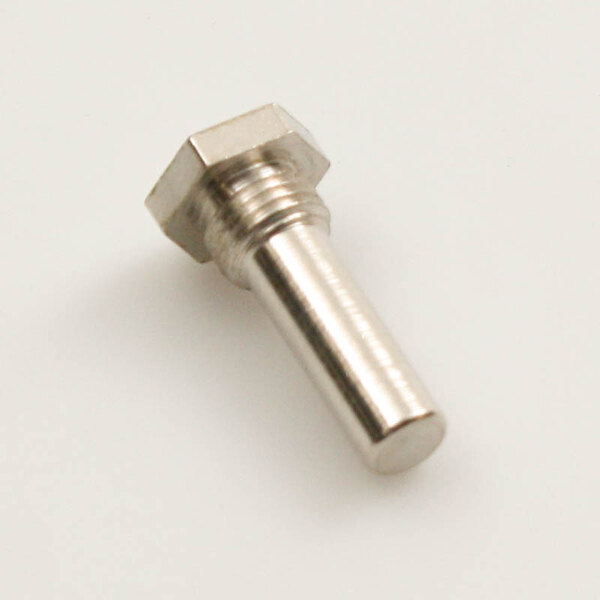 A close-up of a stainless steel hinge pin.