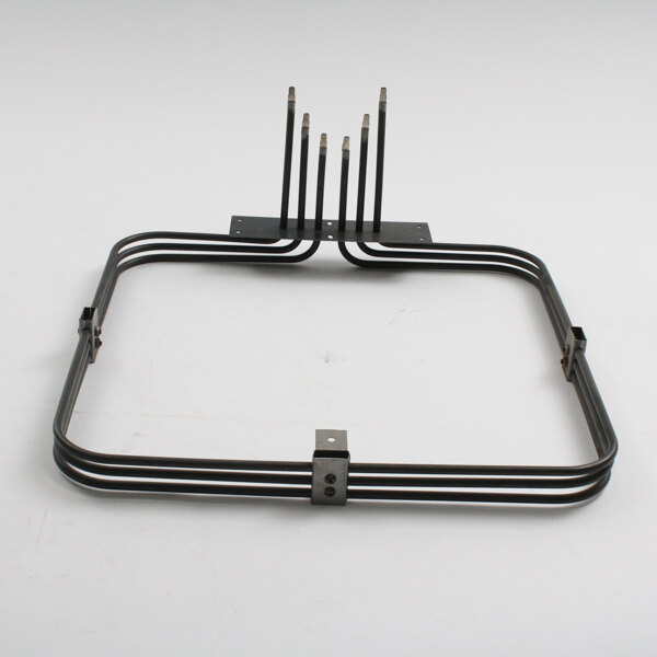 A wire grill with four metal rods.