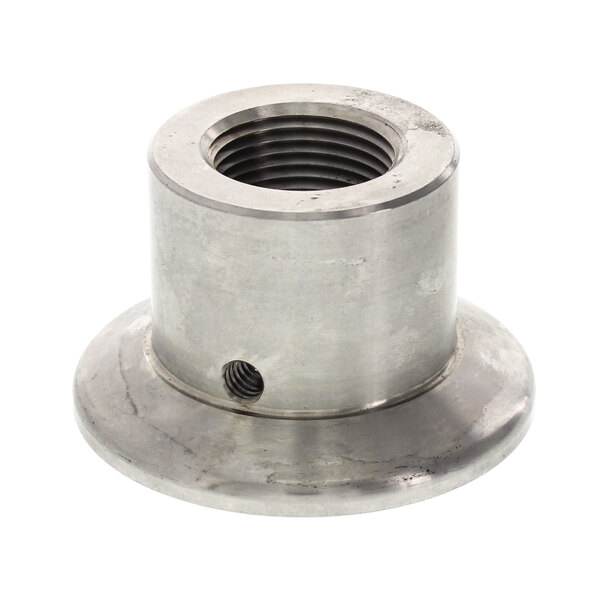 A stainless steel Cleveland Cap Assembly nut with a threaded hole.