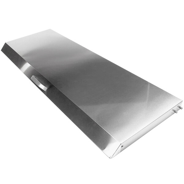 A silver metal top cover with a handle for a Norlake refrigerator.