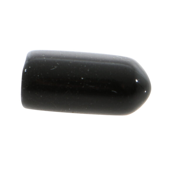 A close up of black rubber feet with an oval shape.