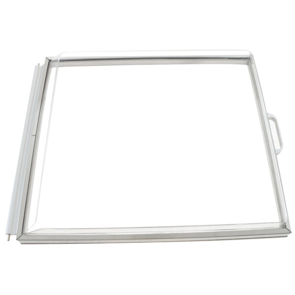 A white rectangular frame with a clear plastic strip.