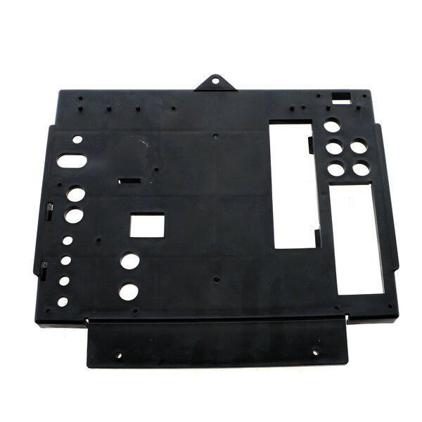 A black plastic Scotsman control mounting plate with holes.