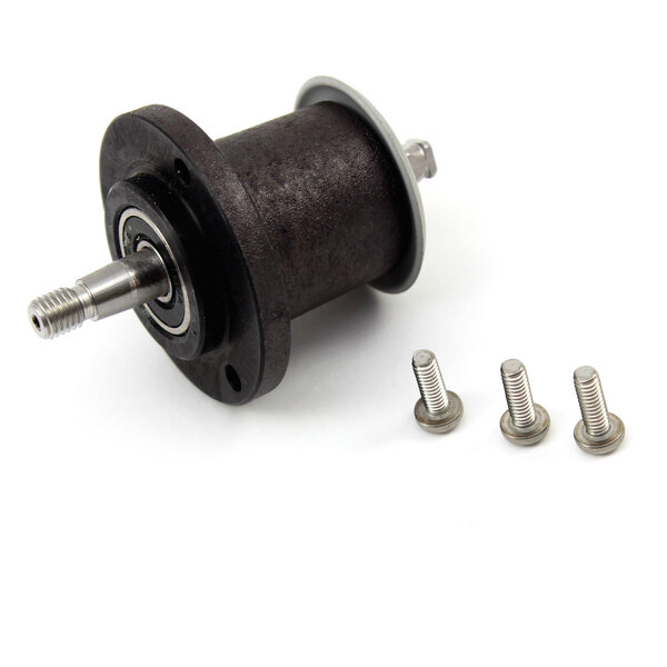 A black Multiplex raised bearing assembly with a metal ball bearing and screws.