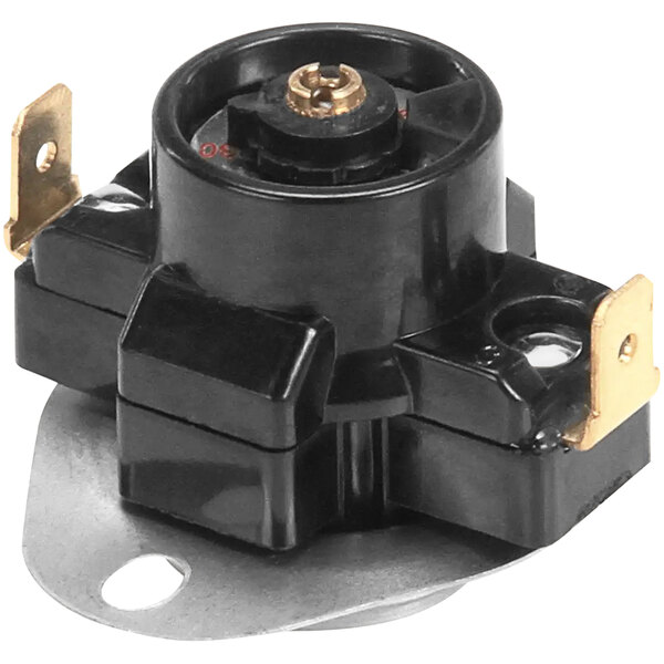 A black and gold Vulcan adjustable disc thermostat.