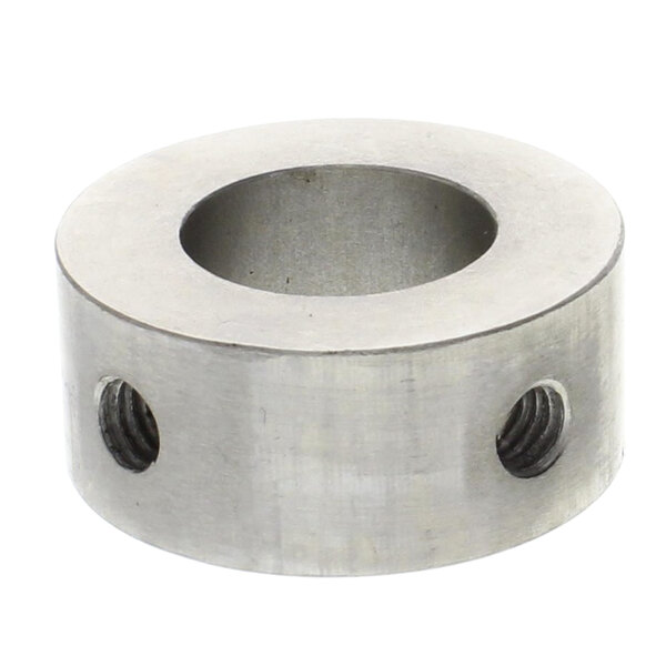 A stainless steel Blakeslee collar with holes.