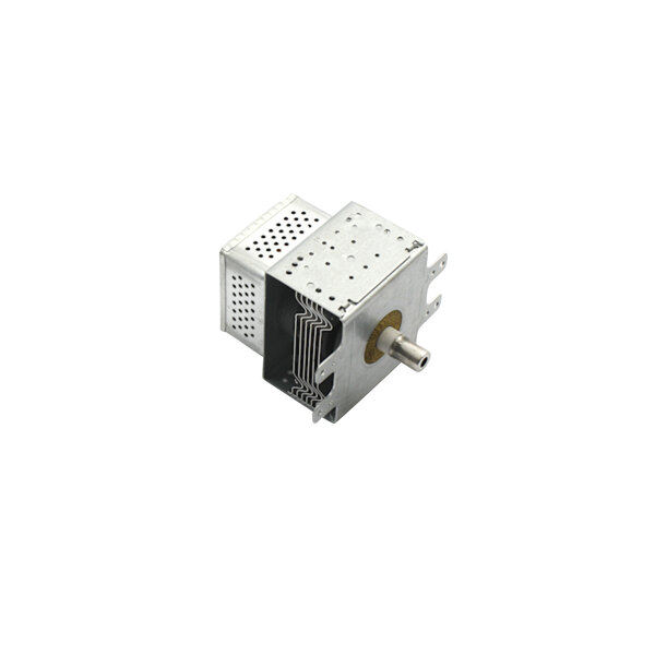 A Panasonic magnetron, a small metal device with a metal cylinder and holes.