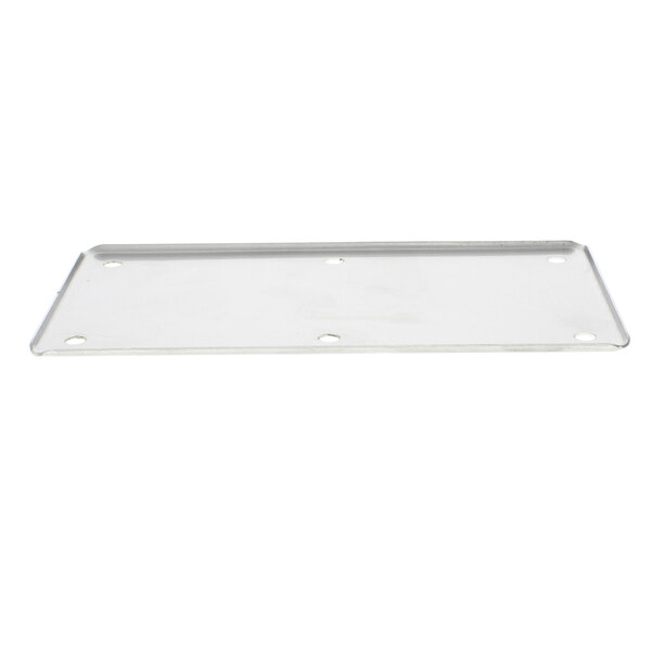 A white rectangular metal plate with holes.