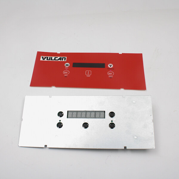 A white rectangular Vulcan solid state control panel with black and red buttons and numbers.