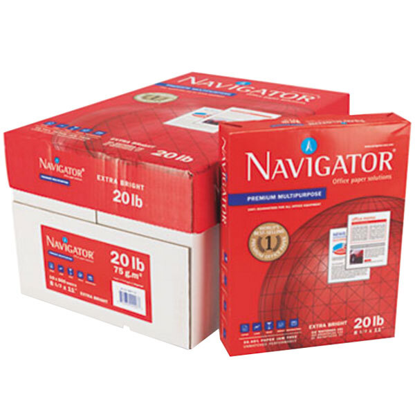 Navigator NMP1120 8 1/2" x 11" White Case of 20# Premium Multipurpose Paper - 5000 Sheets