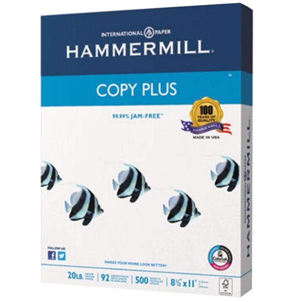 Hammermill 105007 8 1/2" x 11" Copy Plus White Case of 20 Copy Paper