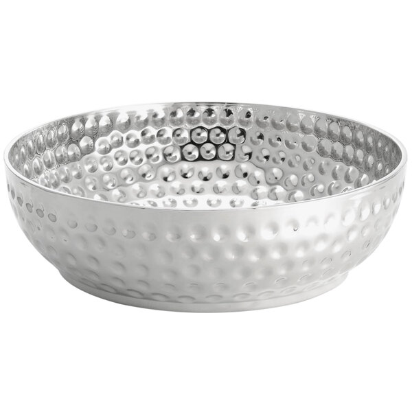 A Tablecraft stainless steel punch bowl with a textured surface.
