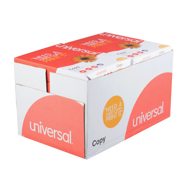 Universal Office UNV21200 8 1/2" x 11" White Case of 20 lb. Copy Paper 5000 Sheets