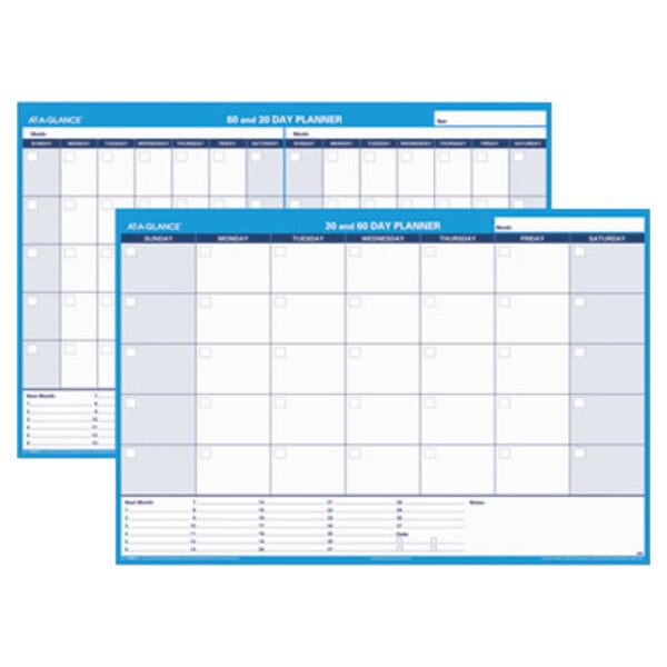 At-A-Glance PM33328 48" x 32" White/Blue 30 / 60 Day Undated Horizontal Erasable Wall Planner