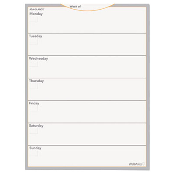 At-A-Glance AW503028 WallMates 18" x 24" Self-Adhesive Dry Erase Weekly Planning Surface
