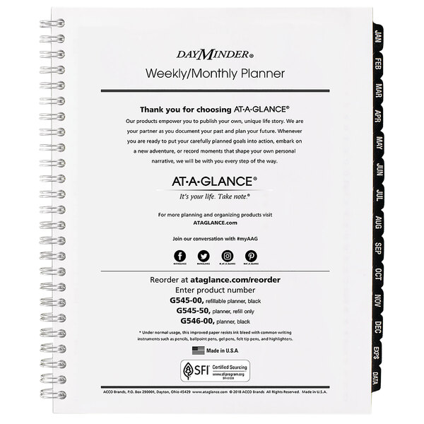 At-A-Glance G54550 6 7/8" x 8 3/4" Executive Weekly / Monthly 2023 Appointment Book Refill