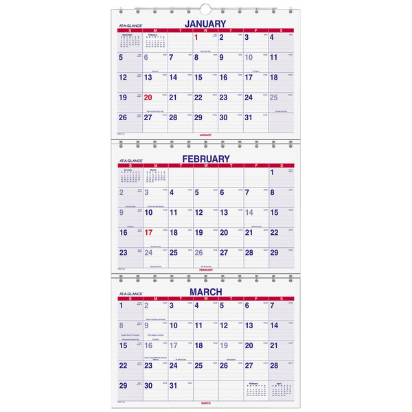 At-A-Glance PMLF1128 Move-A-Page 12" x 26 1/2" December 2022 - February 2024 Three-Month Wall Calendar