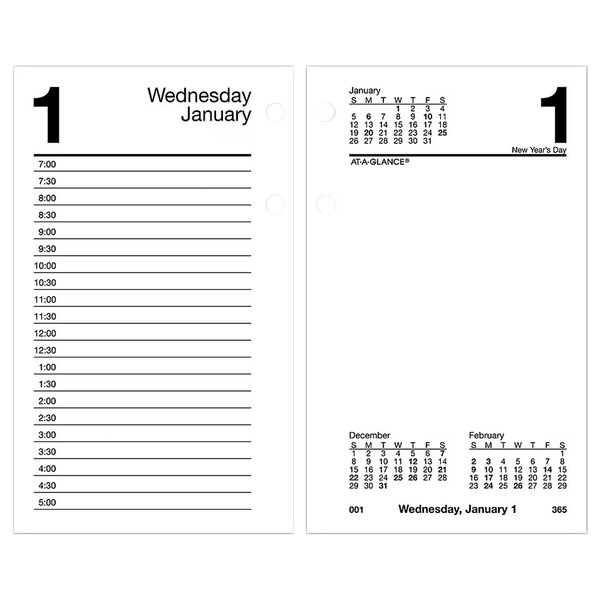 A close-up of an At-A-Glance desk calendar page with white paper and black text.