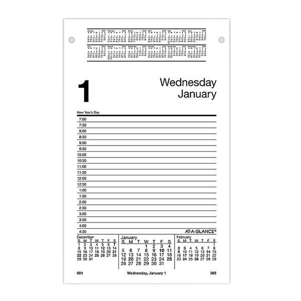 An At-A-Glance white calendar page with numbers and days of the year.