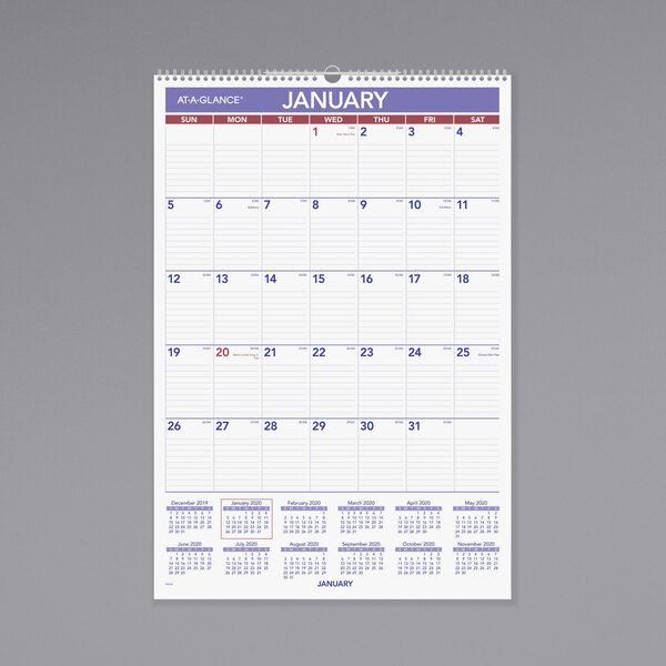 At-A-Glance PM328 15 1/2" x 22 3/4" Monthly January 2023 - December 2023 Wall Calendar with Ruled Daily Blocks
