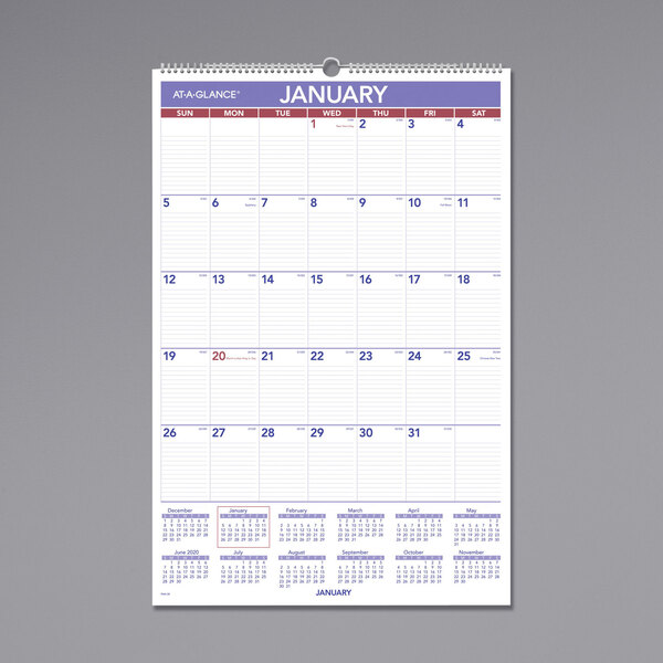 At-A-Glance PM428 20" x 30" Monthly January 2023 - December 2023 Wirebound Wall Calendar