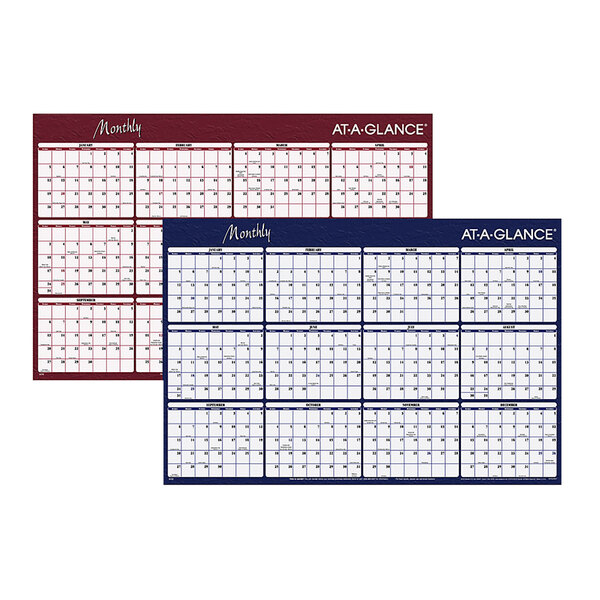 At-A-Glance A152 32" x 48" Blue / Red Reversible Horizontal Erasable January 2023 - December 2023 Wall Planner