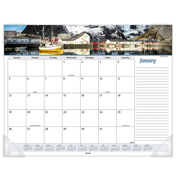 At-A-Glance 89803 22" x 17" 2023 Seascape Panoramic Desk Pad