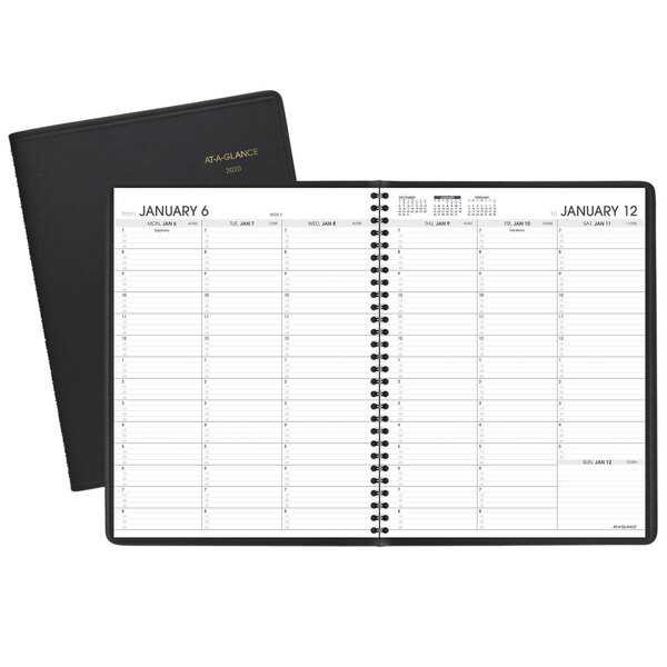 At-A-Glance 7095005 8 1/4" x 10 7/8" Black January 2023 - January 2024 Weekly Appointment Book