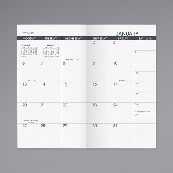 At-A-Glance 7090610 3 1/2" x 6 1/8" Pocket Size Monthly January 2023 - January 2024 Planner Refill