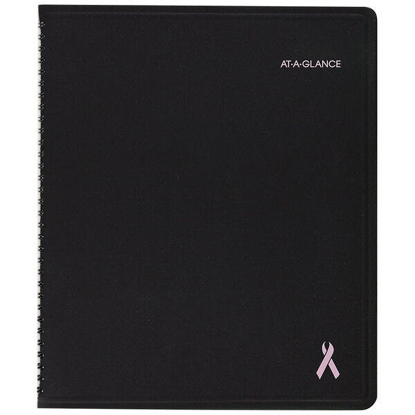 At-A-Glance 76PN0105 8" x 9 7/8" Black January 2023 - December 2023 QuickNotes Weekly / Monthly Appointment Book with Pink Ribbon