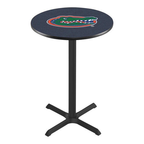 A Holland Bar Stool University of Florida Gators round counter height pub table with a logo on it.