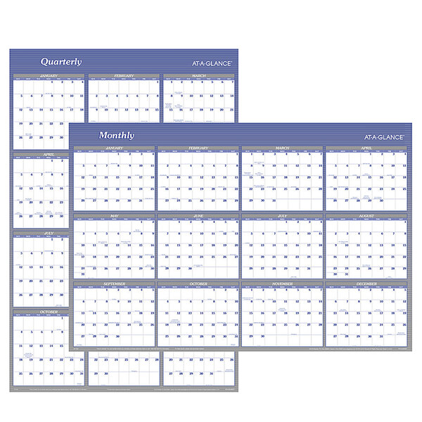 At-A-Glance A1152 32" x 48" Blue / Gray Reversible Vertical / Horizontal Erasable January 2023 - December 2023 Wall Planner