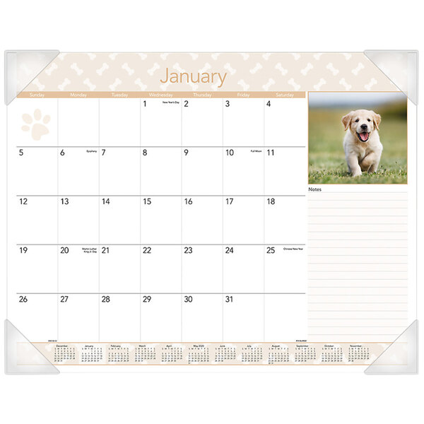 At-A-Glance DMD16632 22" x 17" Monthly January 2022 - December 2022 Puppies Desk Pad Calendar