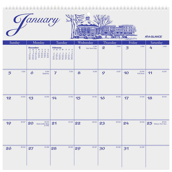 At-A-Glance G100017 11 3/4" x 12" Illustrator's Edition Monthly January 2023 - December 2023 Wirebound Wall Calendar