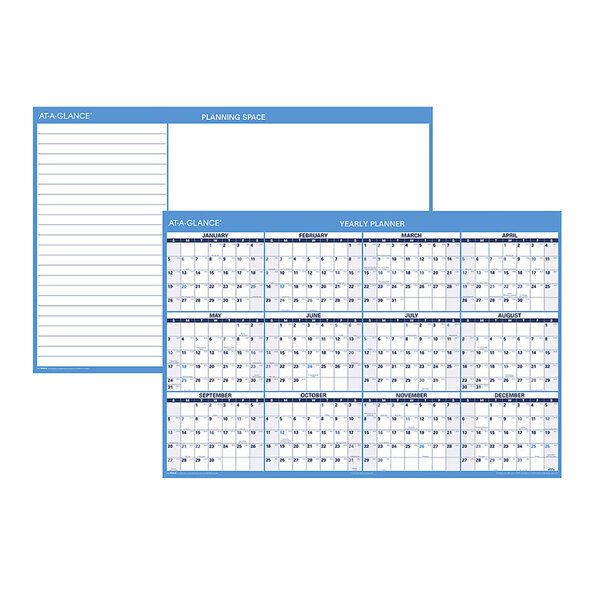 At-A-Glance PM30028 32" x 48" Blue / White Reversible Vertical / Horizontal Erasable January 2023 - December 2023 Wall Planner
