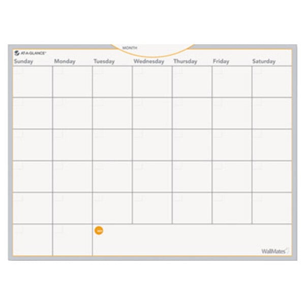 An At-A-Glance self-adhesive dry erase calendar with a few days of the week and a number of days.