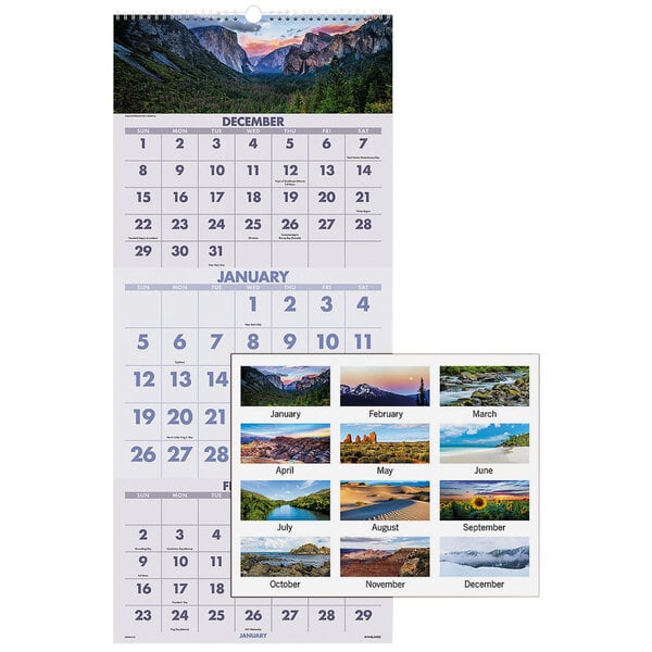 At-A-Glance DMW50328 12" x 27" Scenic 3-Month Reference December 2021 - January 2023 Wirebound Wall Calendar