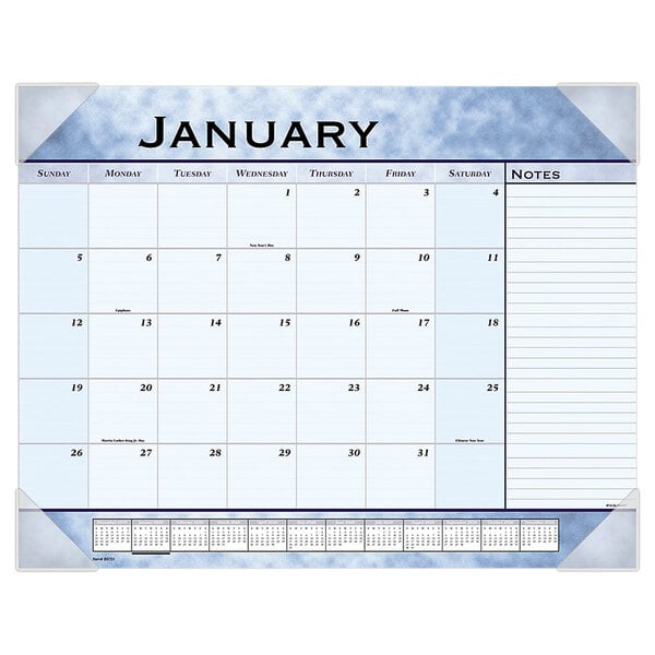 An At-A-Glance desk pad calendar with white paper and black text.
