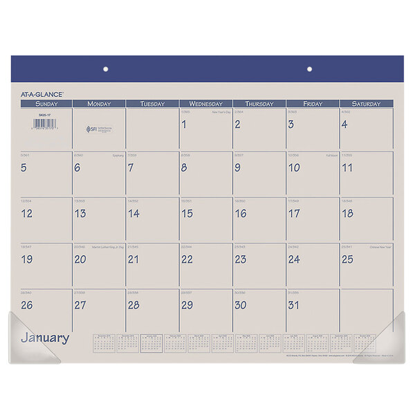 At-A-Glance SK2517 22" x 17" Blue Monthly January 2023 - December 2023 Desk Pad Calendar