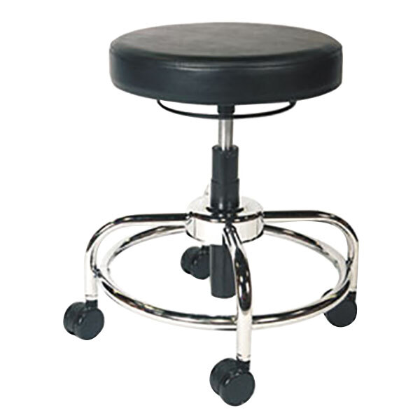 A black Alera Plus adjustable utility stool with wheels.