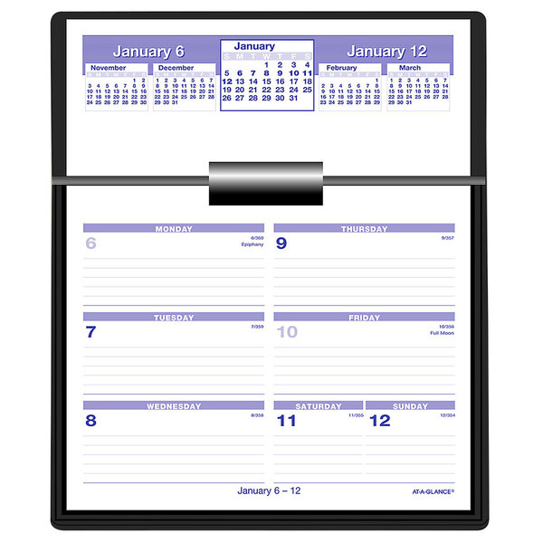 A white At-A-Glance desk calendar with black lines.