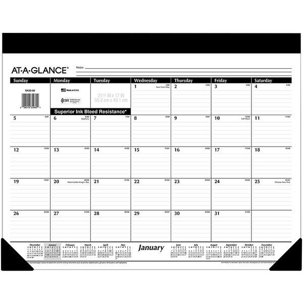 At-A-Glance SK2200 22" x 17" Refillable Monthly January 2023 - December 2023 Desk Pad Calendar
