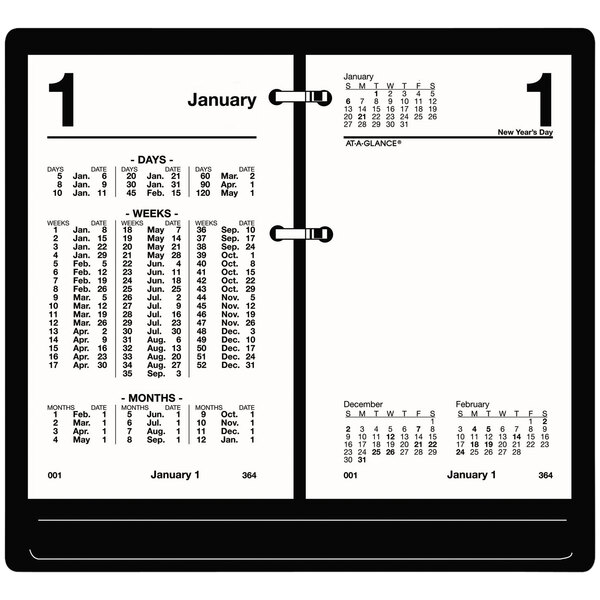 An At-A-Glance financial desk calendar refill page with white background and dates and numbers.