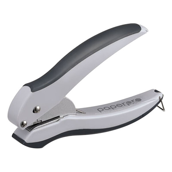 Bostitch PaperPro 2402 inLIGHT 10 Sheet Gray Handheld 1 Hole Punch with Rubber Grip - 1/4" Holes